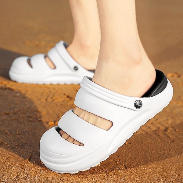 Herr Dam Strandtofflor Mode Sandaler Utomhus Inomhusskor 2766 WhitetBlack 42-43