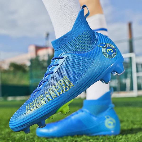 Fotbollsskor för män Halkfria fotbollsskor för herr, Gräs Fotbollssneakers 2K4000 Blue 37