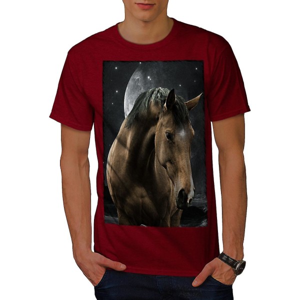 Horse Space Moon Animal Man T-shirt 3XL