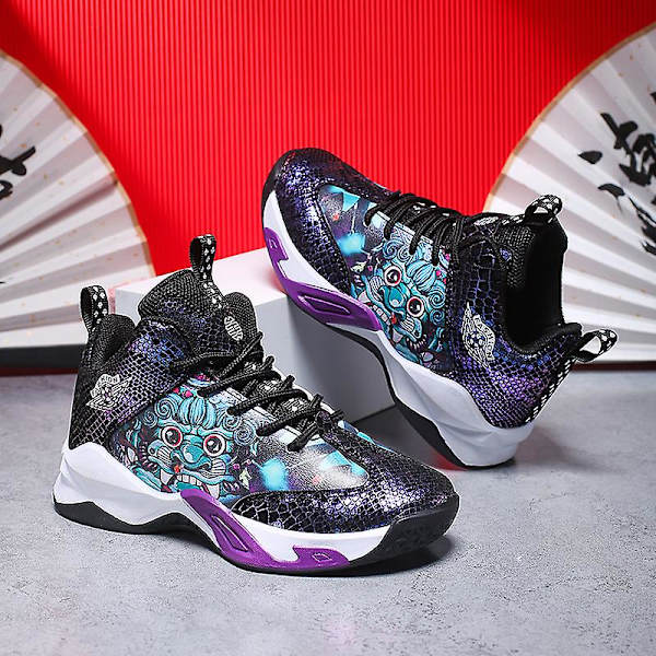 Sneakers för barn Andas Pojkar Flickor Löparskor Mode Sportskor 3Aa888 BlackPurple 36