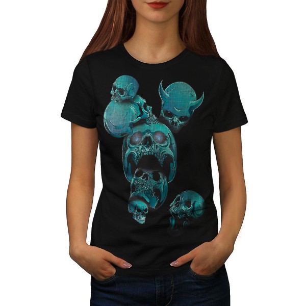 Evil Metal Creepy Skull Women Blackt-shirt XL