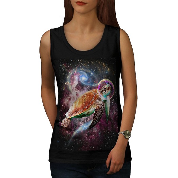 Outer Space Turtle Women Blacktank Top M