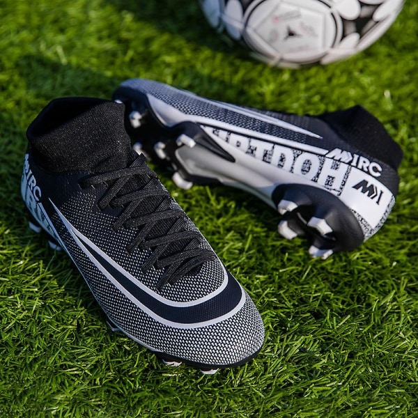 Fotbollsskor för herr, halkfria fotbollsskor, Gräs Fotbollssneakers Yj8508 Black 37