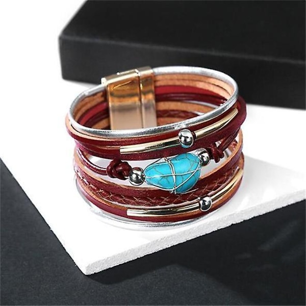 Kvinnor Läderarmband Pärlomslag Armband Armband Handgjorda Armband Smycken Bohemisk present