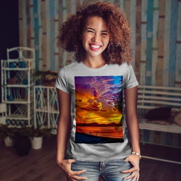 Vacker Sky Art Nature Women Greyt-shirt 3XL