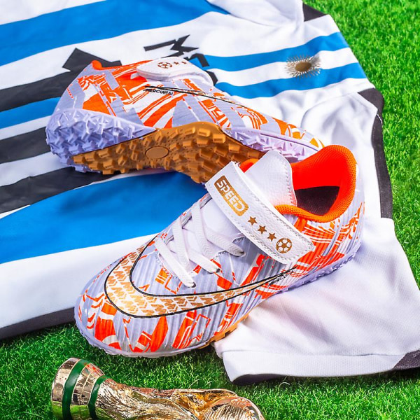 Fotbollsskor Barn Fotbollsskor Vuxen Fotbollsskor Grästräning Sport Skor Sneakers 3B2302 Orange 34
