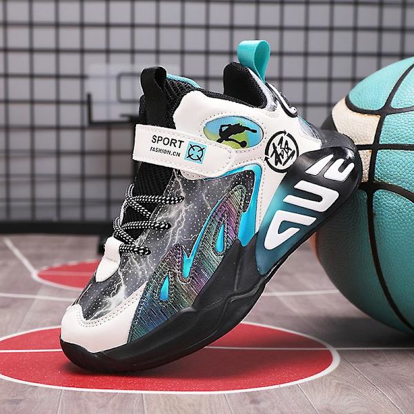 Barn Sneakers Pojkar Basketskor Halkfria Barn Sportskor 3B726 BlackWhite 37
