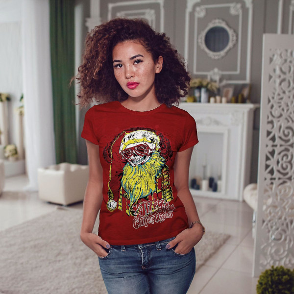 Merry Christmas Skull Women Redt-shirt S