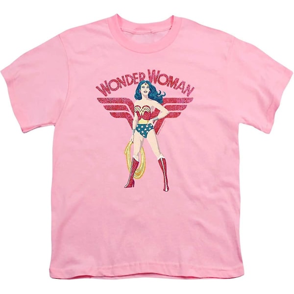 Wonder Woman Hero Stance Rosa T-shirt för barn XXL