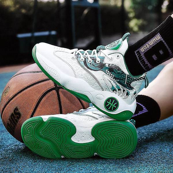 Basketskor för män Andas Sneakers Löparskor 3Aha502 WhiteGreen 41