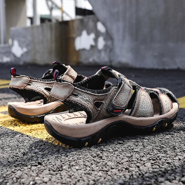 Strandtofflor för män Modesandaler Utomhus Halkfria inomhusskor 3B7257 Khaki 41