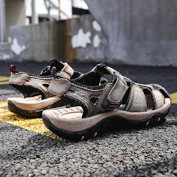 Strandtofflor för män Modesandaler Utomhus Halkfria inomhusskor 3B7257 Khaki 45