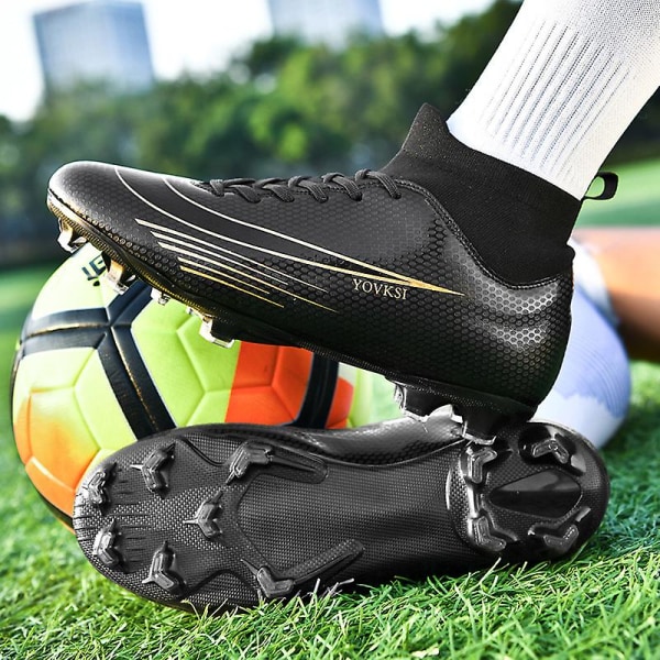 Fotbollsskor för män Höga fotbollsskor för vuxna Grästräning Sport Skor Sneakers 2Jz81A Black 43