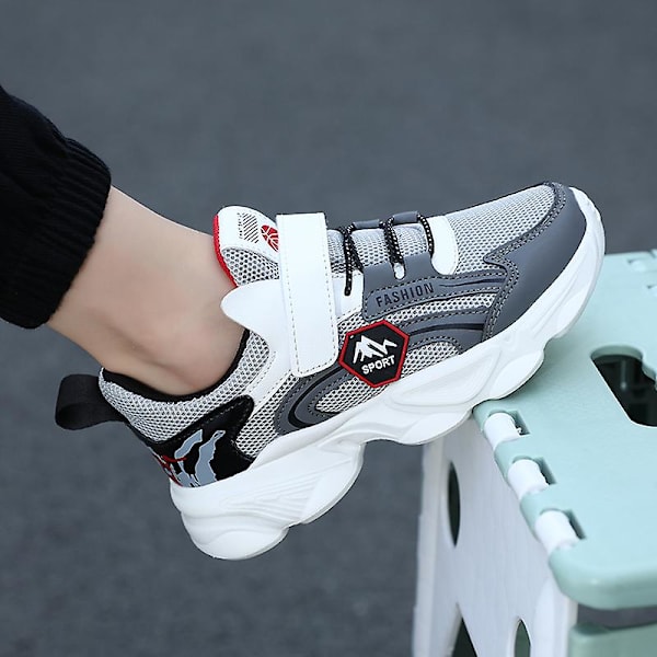 Barn Sneakers Pojkar Basketskor Halkfria Sportskor för barn 3Bt2023 Gray 34