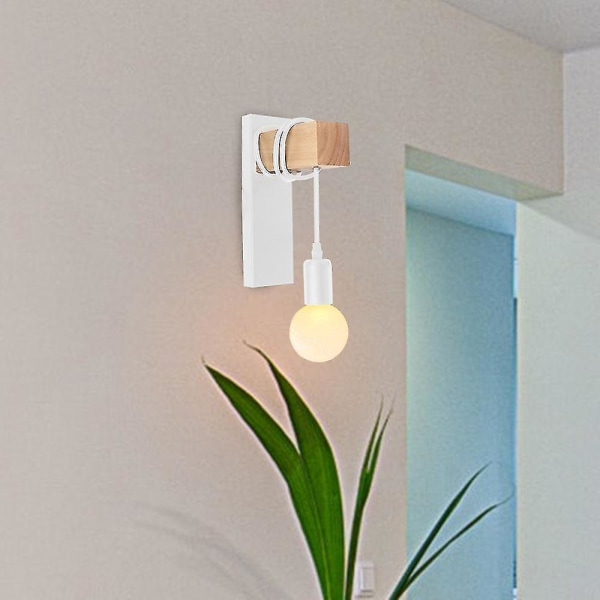 Nordic wood vägglampor retro justerbar väggmonterad bar hushålls sängbelysning e27 led vägg sc