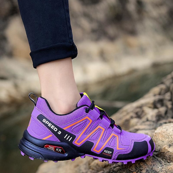 Dam vandringsskor Off-Road vattenavvisande sportskor Casual Outdoor Shoes 908 Purple 36