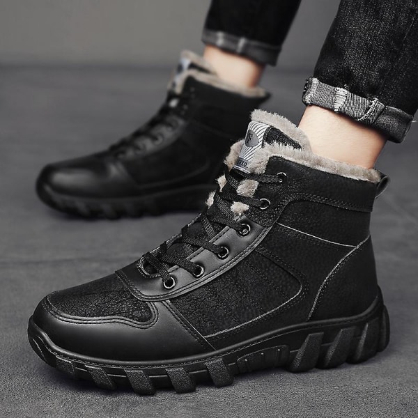 Snöstövlar för män varma ankelstövlar Halkskydd vinter utomhus casual 2Lm04 Black 41