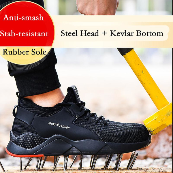 Män Lätt punkteringsbeständig säkerhetsarbetsskor Sneakers 3C8186 43