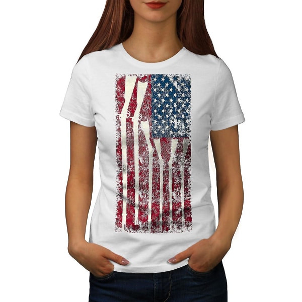 Gun Flag America Cool Women Whitet-shirt 3XL