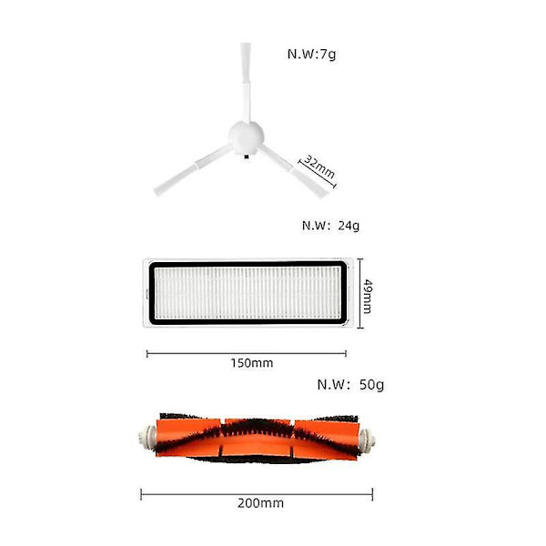 Hepa Filter Huvudsidoborste Moppduk för Xiaomi Mijia F9/1c/2c/1t