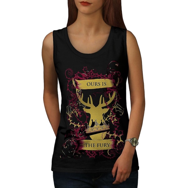 Fury Deer King Animal Women Blacktank Top | Wellcoda M