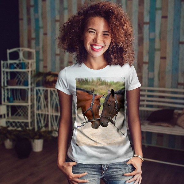 Häst par foto kvinnor T-shirt 3XL