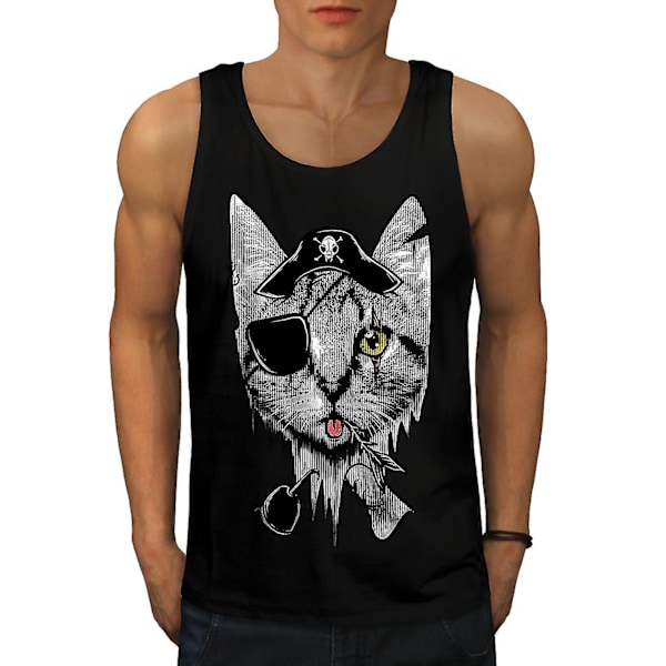 Söt Pirate Kitten Men Blacktank Top M