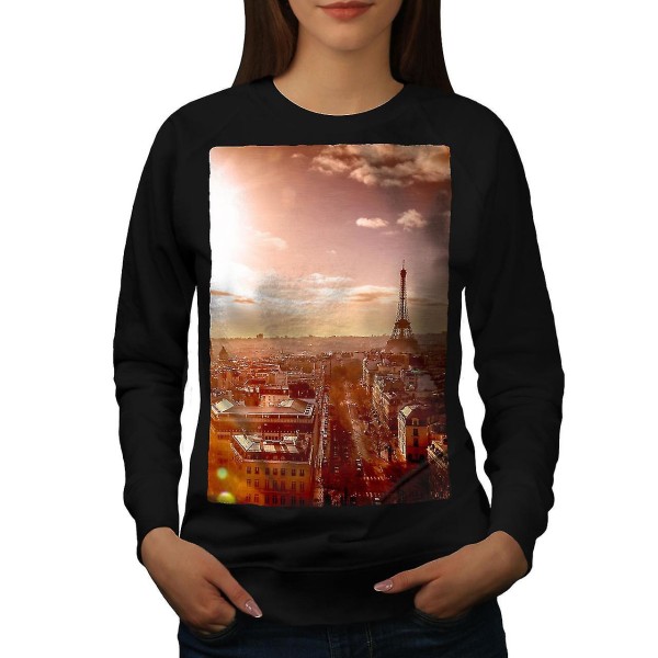 Sun Set Photo Paris Kvinnor Blacksweatshirt XL
