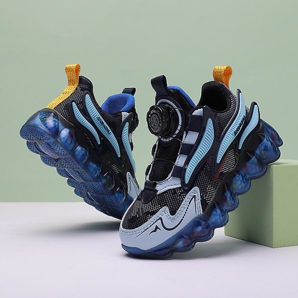 Sneakers för barn Löparskor med vridknapp Mode Pojkar Flickor Sportskor 2L1215 Blue 32