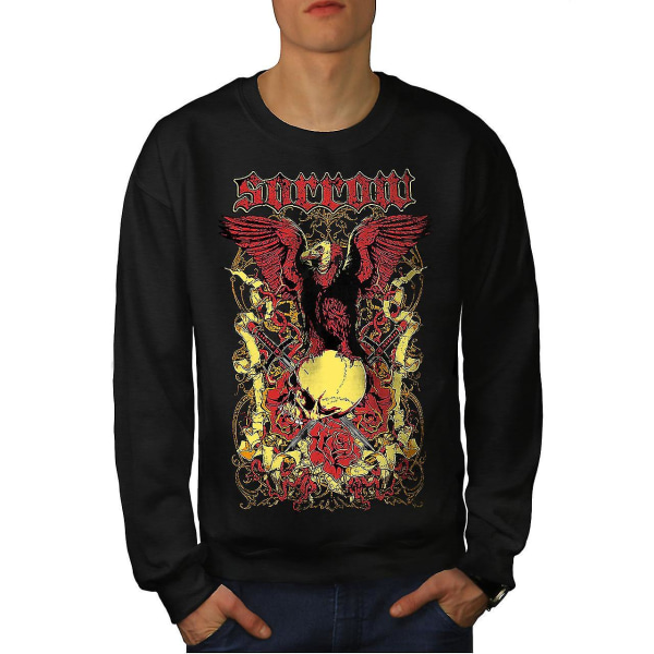 Sorrow Eagle Rose Skull Män Blacksweatshirt XXL