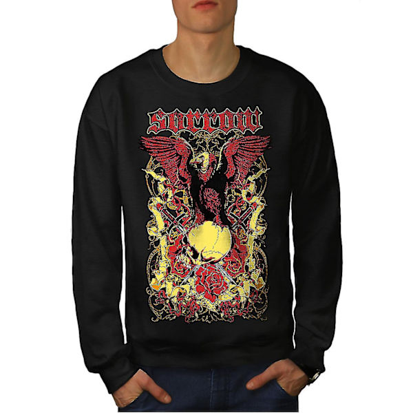 Sorrow Eagle Rose Skull Män Blacksweatshirt XXL