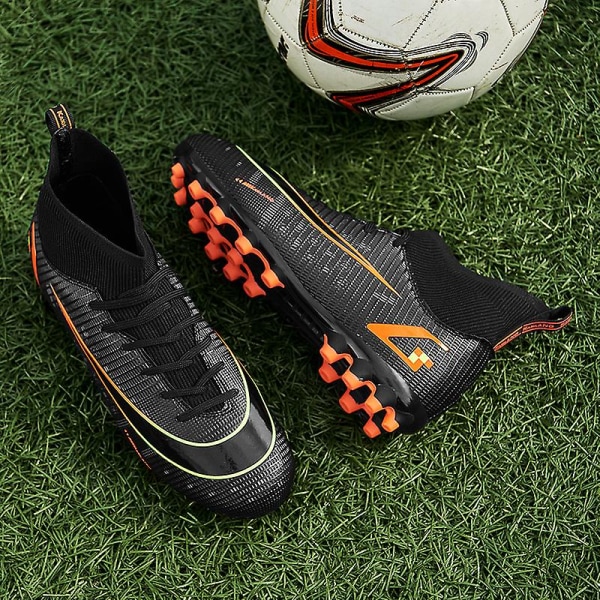 Fotbollsskor för män Höga fotbollsskor för vuxna Grästräning Sport Skor Sneakers 2J8066A Black 42