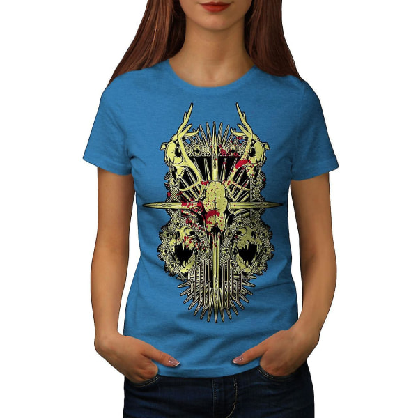 Cross Skull Döda djur Kvinnor Royal Bluet-shirt 3XL