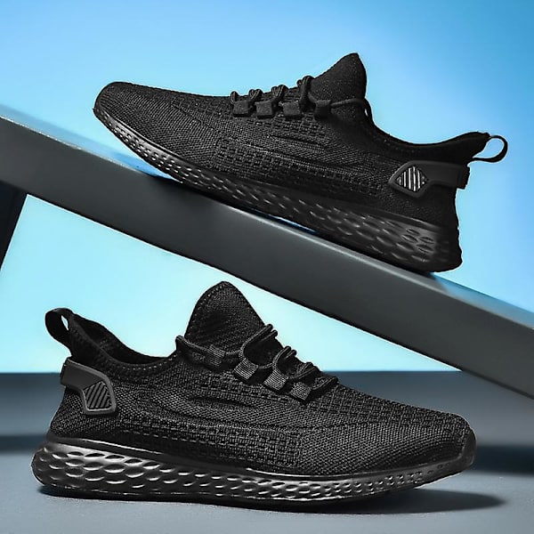 Herr Casual Bekväma Sneakers Andas löparskor 6937 Black 41