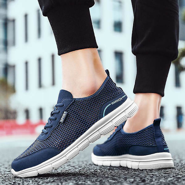 Män Skor Höst Soft Loafers Skor Lättvikt Billiga Mesh Casual Herr Sneakers 2G8928-1 Blue 41