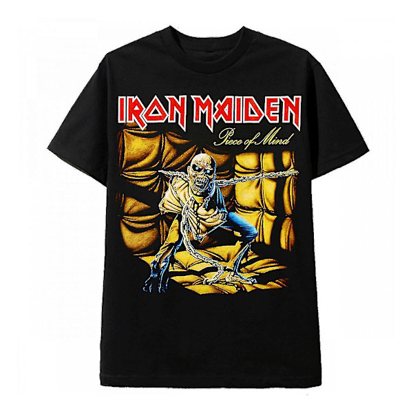 Vintage Rock Black T-shirt Iron Maiden Piece Of Mind S