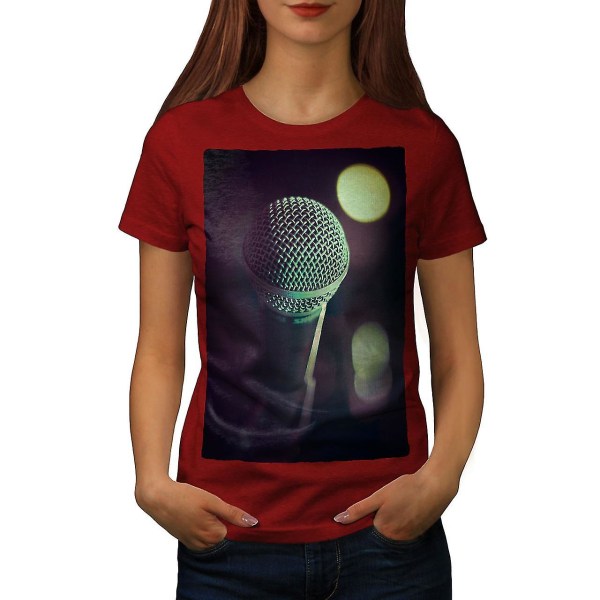 Mikrofon Sång Kvinnor Röd-skjorta L