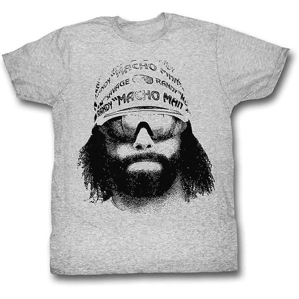 2bhip Macho Man Wrestler Randy Savage Bandana Solglasögon Ansiktsgrafisk Vuxen T-shirt Grå M