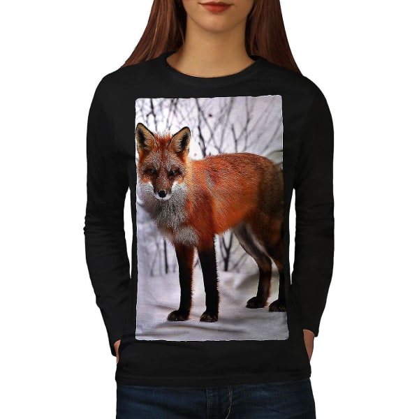 Fox Winter Photo Animal Kvinnor Långärmad T-shirt XXL