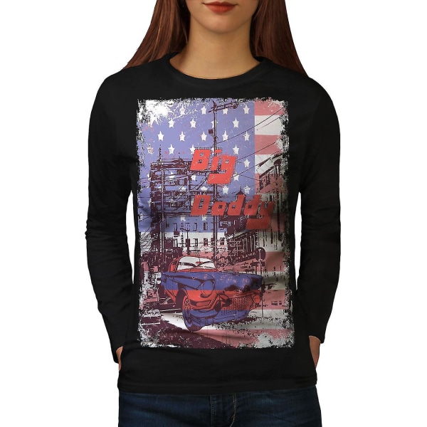 City Big Daddy Flag Usa Women Blacklong Sleeve T-shirt | Wellcoda M
