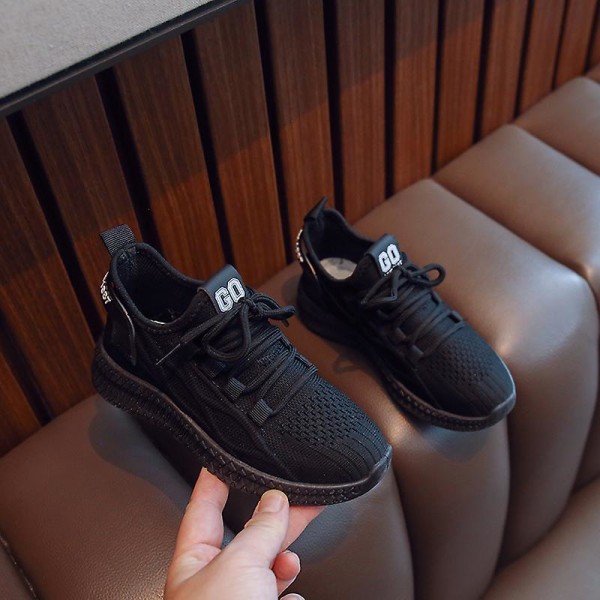 Sneakers som andas löparskor Mode Pojkar Flickor Sportskor 3A1363 Black 32
