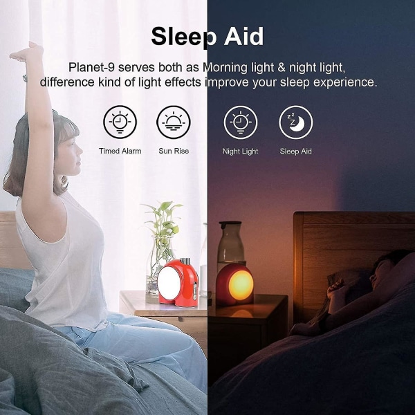 Divoom Planet-11 - Trådlös Smart Bordslampa, Programmerbar Mood Light med RGB LED,Röd