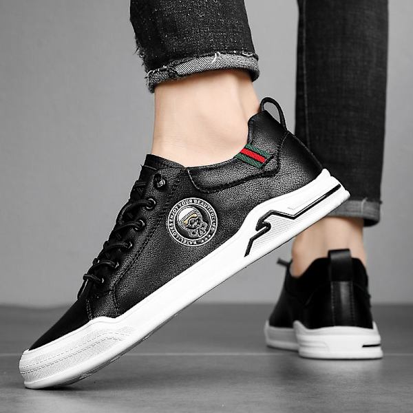Casual för män Läder All-Match Skor Modeskor Fr2167 Black 39