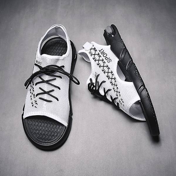 Herrsandaler Mjuka strandskor Surfingsporttofflor Luftkuddesandaler 1901 BlackWhite 41