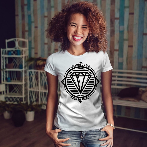 Diamond Life Club Whitet-shirt för kvinnor XL