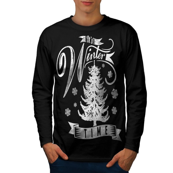 Winter Time Christmas Herr Blacklong Sleeve T-shirt | Wellcoda XXL