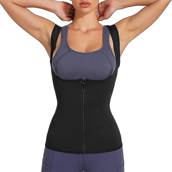 Dam Waist trainer Bastuväst Bantning Underkläder Viktminskning Skjorta Thermo Sweat Shapewear Linne Korsett Gym Fitness Workout,02 Asian size S to M