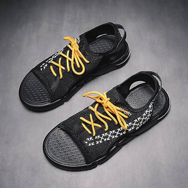 Herrsandaler Mjuka strandskor Surfingsporttofflor Luftkuddesandaler 1901 BlackYellow 45