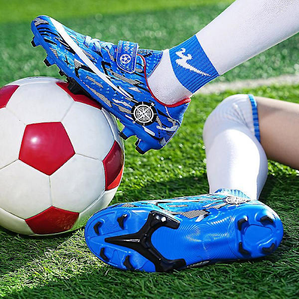 Barn Ungdom Gräs Fotbollsskor Skor Fotboll inomhus Fritidssport casual X1577A WhiteBlue 31