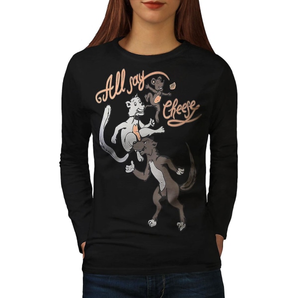 All Say Cheese Fantasy Women Blacklong Sleeve T-shirt | Wellcoda L